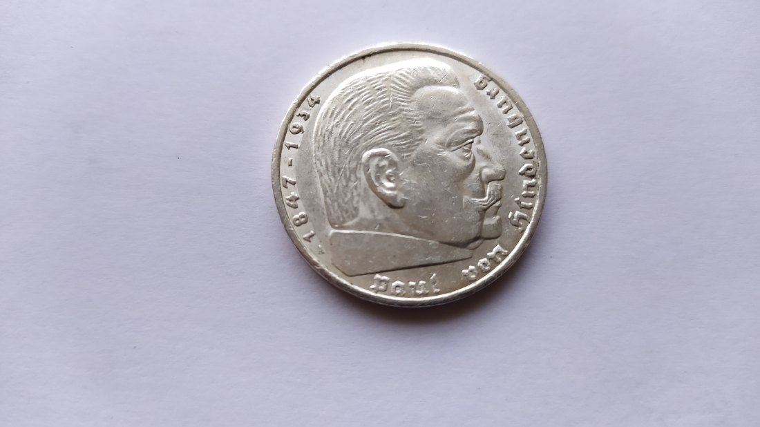  5 MARK 1936 A   Hindenburg  Germany   Silver 900   
