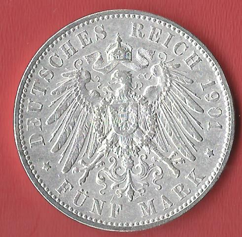  5 Mark Sachsen 1901 E  Koblenzer Muenzen Studio Münzankauf Koblenz Frank Maurer AL577   