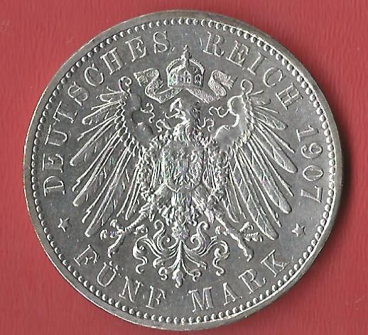  5 Mark Sachsen 1907 E  Koblenzer Muenzen Studio Münzankauf Koblenz Frank Maurer AL578   