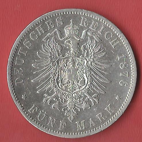  5 Mark Preussen 1876 B  Koblenzer Muenzen Studio Münzankauf Koblenz Frank Maurer AL579   