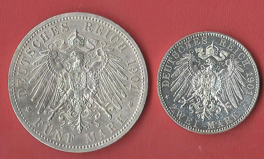  2+5 Mark 200 J. 1901  Koblenzer Muenzen Studio Münzankauf Koblenz Frank Maurer AL582   