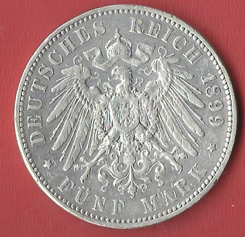  5 Mark Sachsen 1899 E Koblenzer Muenzen Studio Münzankauf Koblenz Frank Maurer AL583   