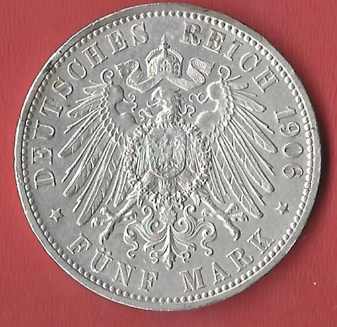  5 Mark Baden Hochzeit 1906 Koblenzer Muenzen Studio Münzankauf Koblenz Frank Maurer AL584   