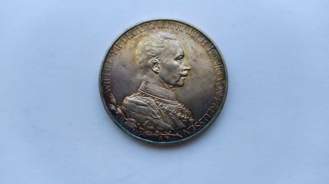  3 MARK 1913 A  Prussia   Germany   Silver 900   UNC   