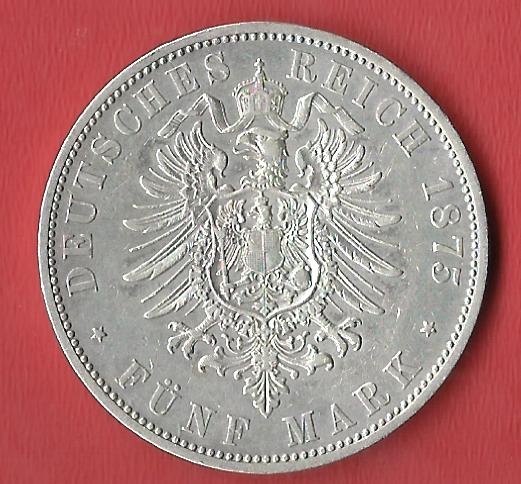  5 Mark Hamburg 1875 J Koblenzer Muenzen Studio Münzankauf Koblenz Frank Maurer AL585   