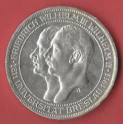  3 Mark Uni Brelau 1911 Koblenzer Muenzen Studio Münzankauf Koblenz Frank Maurer AL588   
