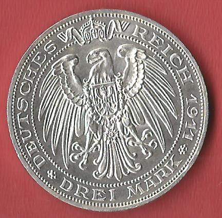  3 Mark Uni Brelau 1911 Koblenzer Muenzen Studio Münzankauf Koblenz Frank Maurer AL588   