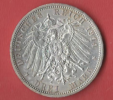  3 Mark Anhalt 1914 Koblenzer Muenzen Studio Münzankauf Koblenz Frank Maurer AL589   