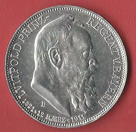 3 Mark Luitpold 1911 Koblenzer Muenzen Studio Münzankauf Koblenz Frank Maurer AL590   