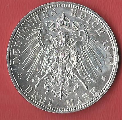  3 Mark Luitpold 1911 Koblenzer Muenzen Studio Münzankauf Koblenz Frank Maurer AL590   