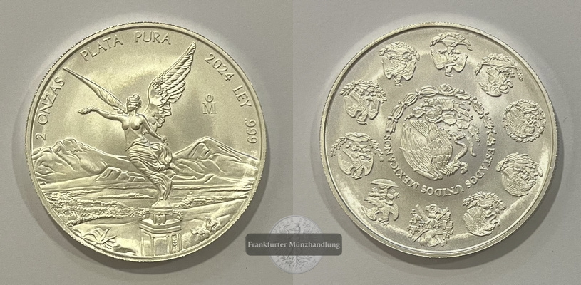  Mexico 2 Unzen Libertad Plata Pura 2024 KM#614 FM-Frankfurt Feinsilber: 62,13g   
