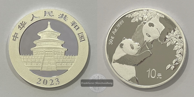  China 10 Yuan 2023 Panda KM#2750 FM-Frankfurt Feinsilber: 29,97g   