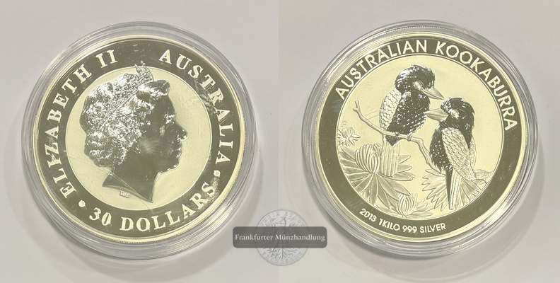  Australien 30 Dollar 2013 Kookaburra FM-Frankfurt Feinsilber: 1000g   