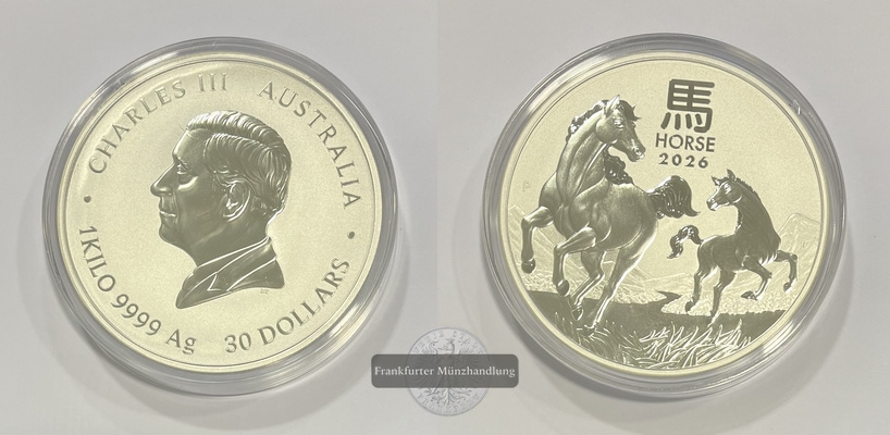  Australien 30 Dollar 2026 Year of Horse FM-Frankfurt Feinsilber: 1000g   
