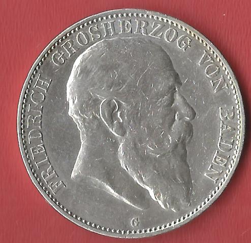  5 Mark Baden 1907 Koblenzer Muenzen Studio Münzankauf Koblenz Frank Maurer AL597   