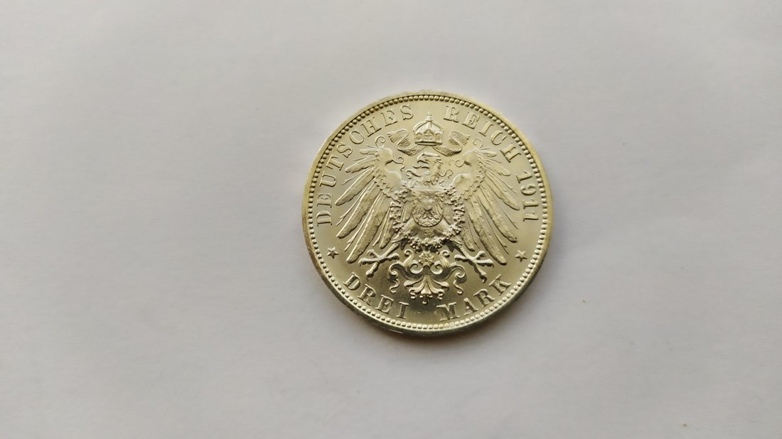  3 Mark 1911 F- Wedding Anniversary-Germany-Silver 900   