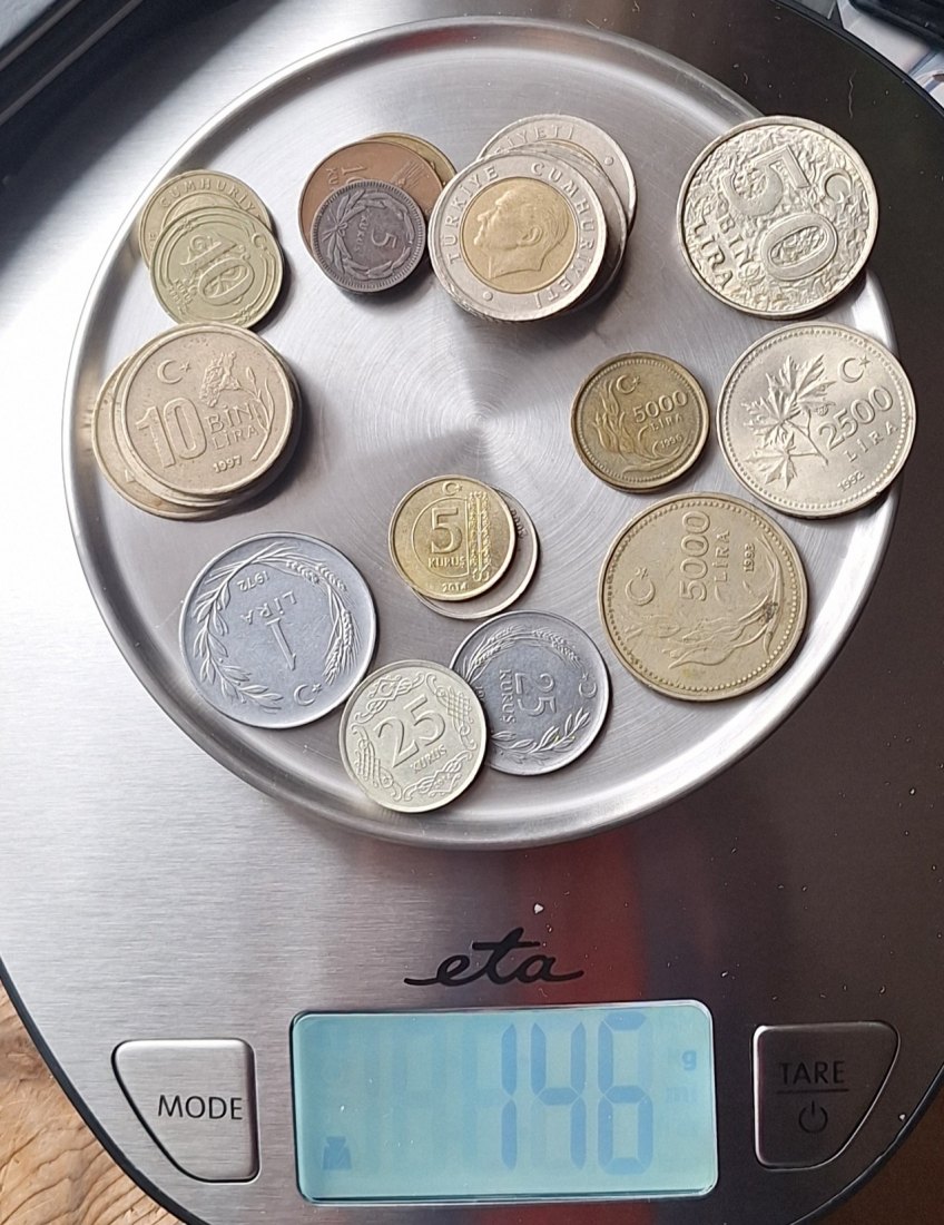  Türkei, 5 Kurus bis 5000 Lira verschiedene Jahre Gesamtgewicht: 146g   