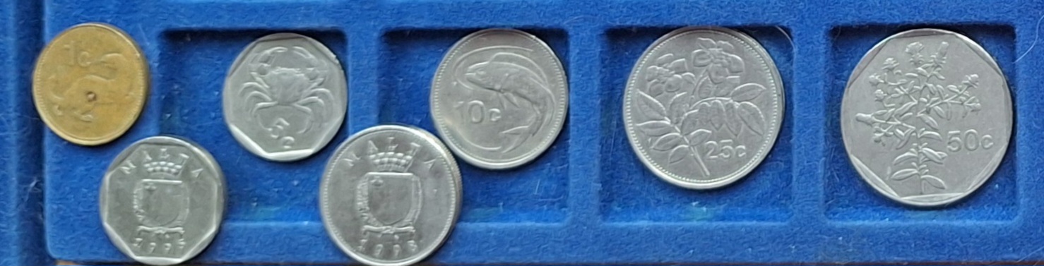  Malta, 1 bis 50 Cent 1990er 7 Kleinmünzen plus 11mal Rumänien Bani+Lei Gesamtgewicht: 89g   