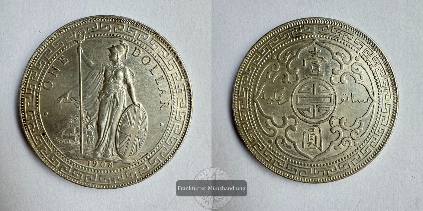  Vereinigtes Königreich / 1 Dollar (British Trade $) 1908 (1895-1935) FM-Frankfurt Feinsilber: 24,25g   