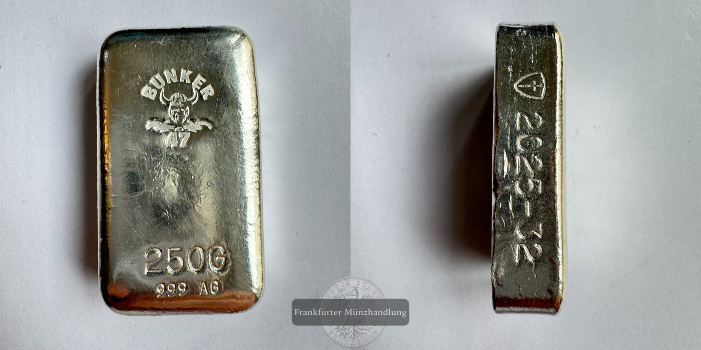  Deutschland / Bunker 47 250g Silberbarren 2025 FM-Frankfurt Feinsilber: 256g   