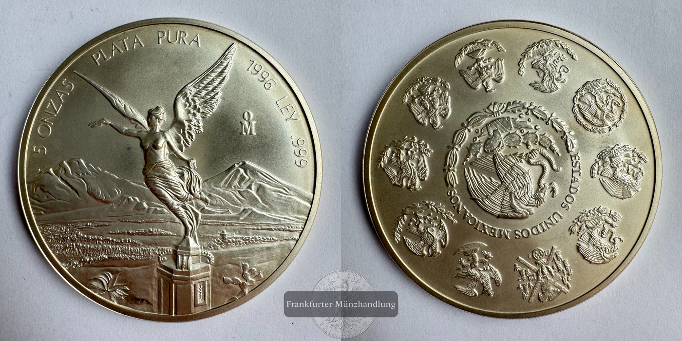  Mexiko / 5 Onzas Libertad 1996 (1996-2024) FM-Frankfurt KM#615 Feinsilber: 155,5g   