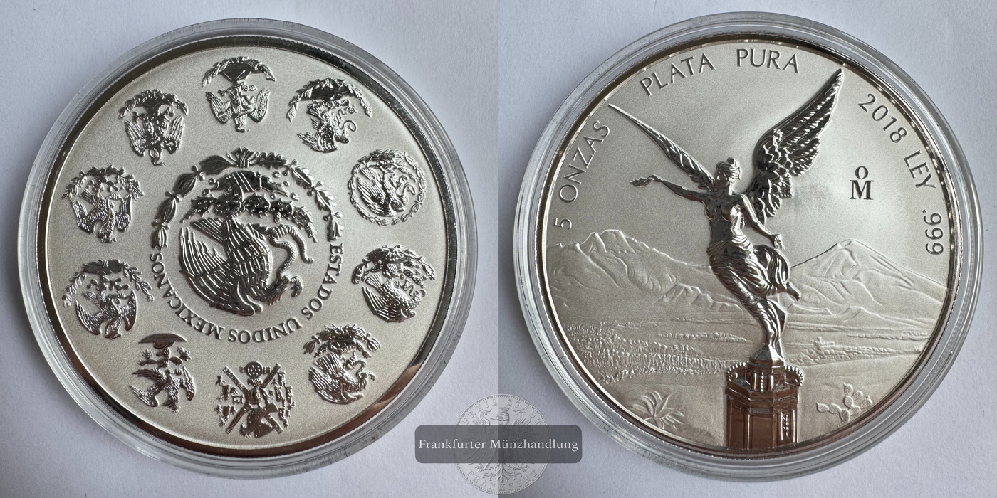  Mexiko / 5 Onzas Libertad 2018 (1996-2024) FM-Frankfurt KM#615 Feinsilber: 155,5g   