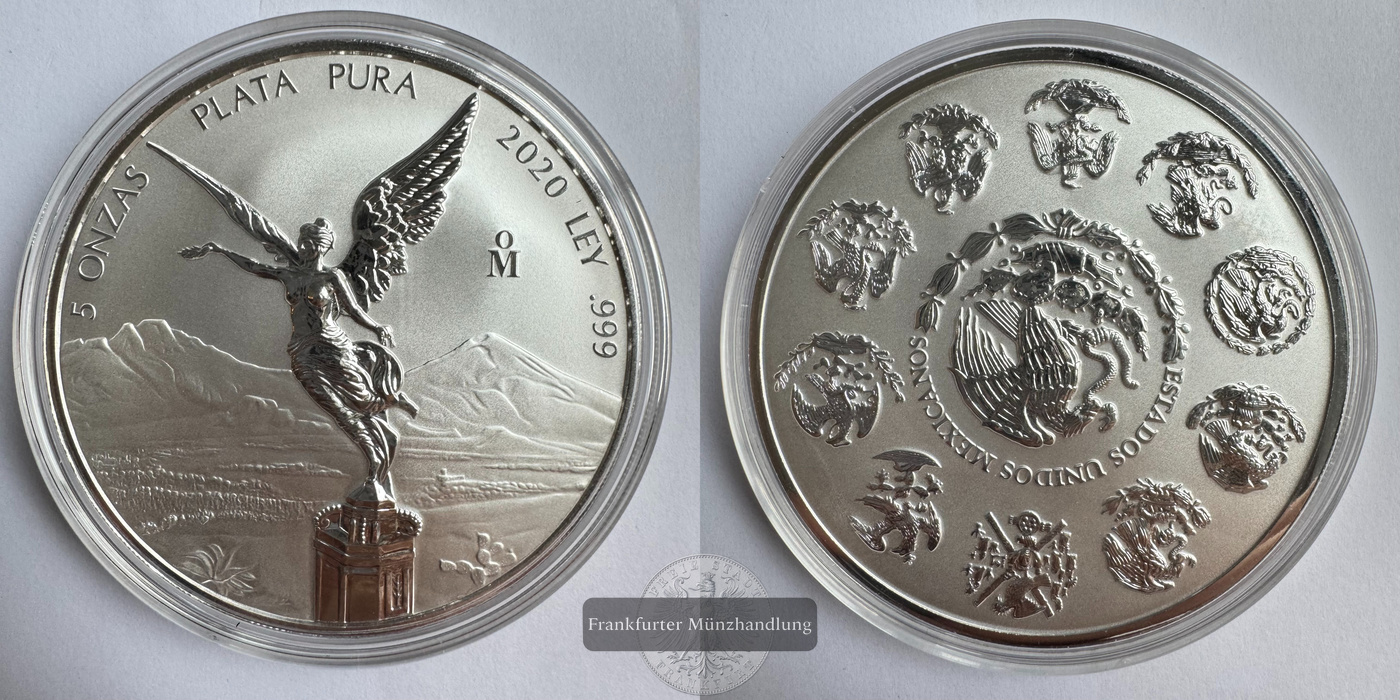  Mexiko / 5 Onzas Libertad 2020 (1996-2024) FM-Frankfurt KM#615 Feinsilber: 155,5g   