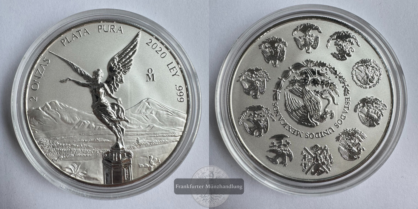  Mexiko / 2 Onzas Libertad 2020 (1996-2025) FM-Frankfurt KM#614 Feinsilber: 62,2g   