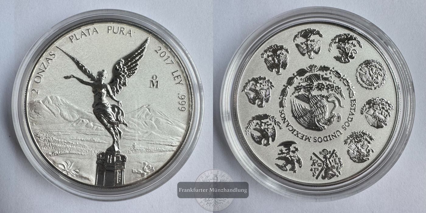  Mexiko / 2 Onzas Libertad 2017 (1996-2025) FM-Frankfurt KM#614 Feinsilber: 62,2g   