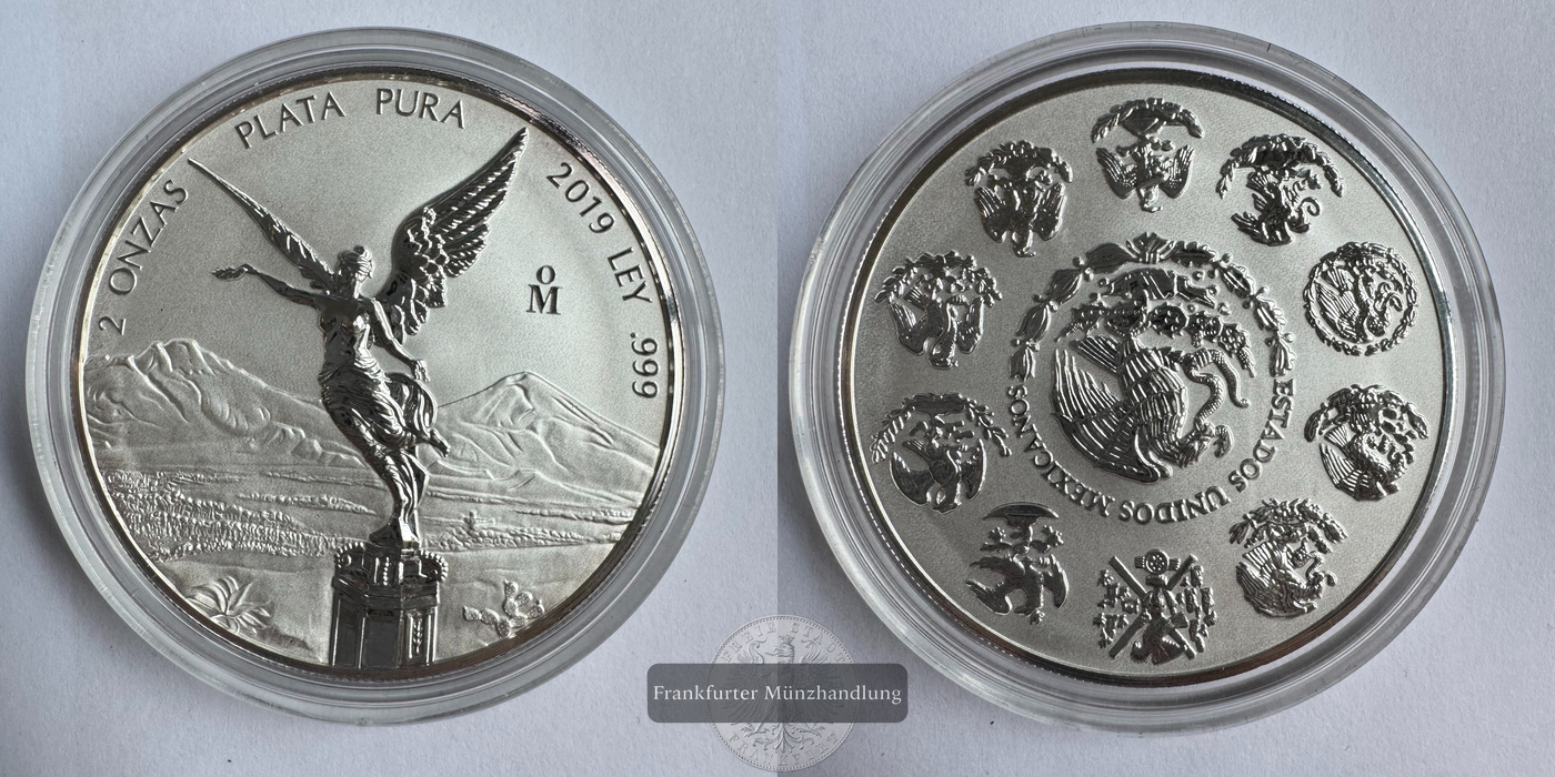  Mexiko / 2 Onzas Libertad 2019 (1996-2025) FM-Frankfurt KM#614 Feinsilber: 62,2g   