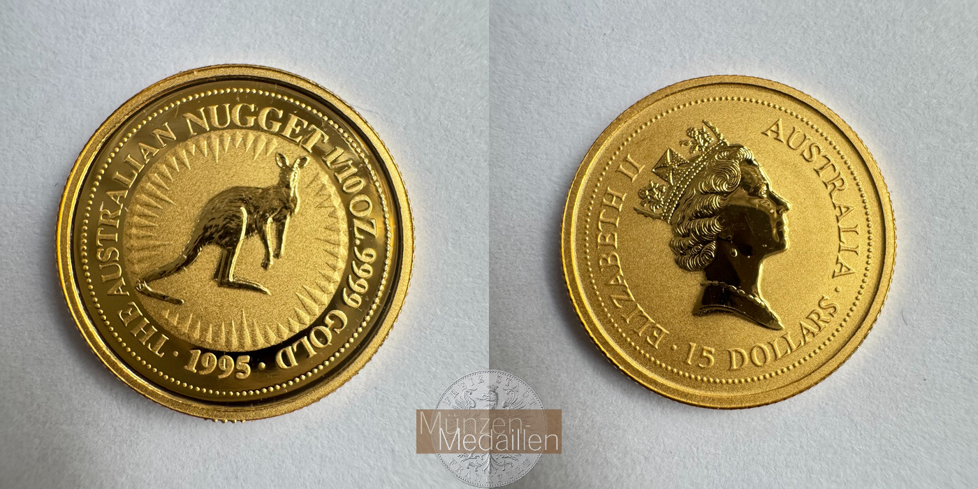  Australien 15 Dollars Australian Kangaroo 1995 (Elizabeth II) MM-Frankfurt Feingold: 3,11g   