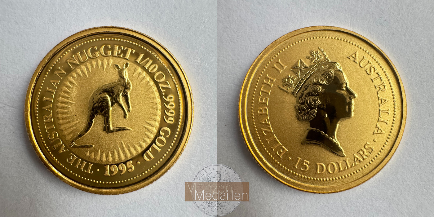  Australien 15 Dollars Australian Kangaroo 1995 (Elizabeth II) MM-Frankfurt Feingold: 3,11g   