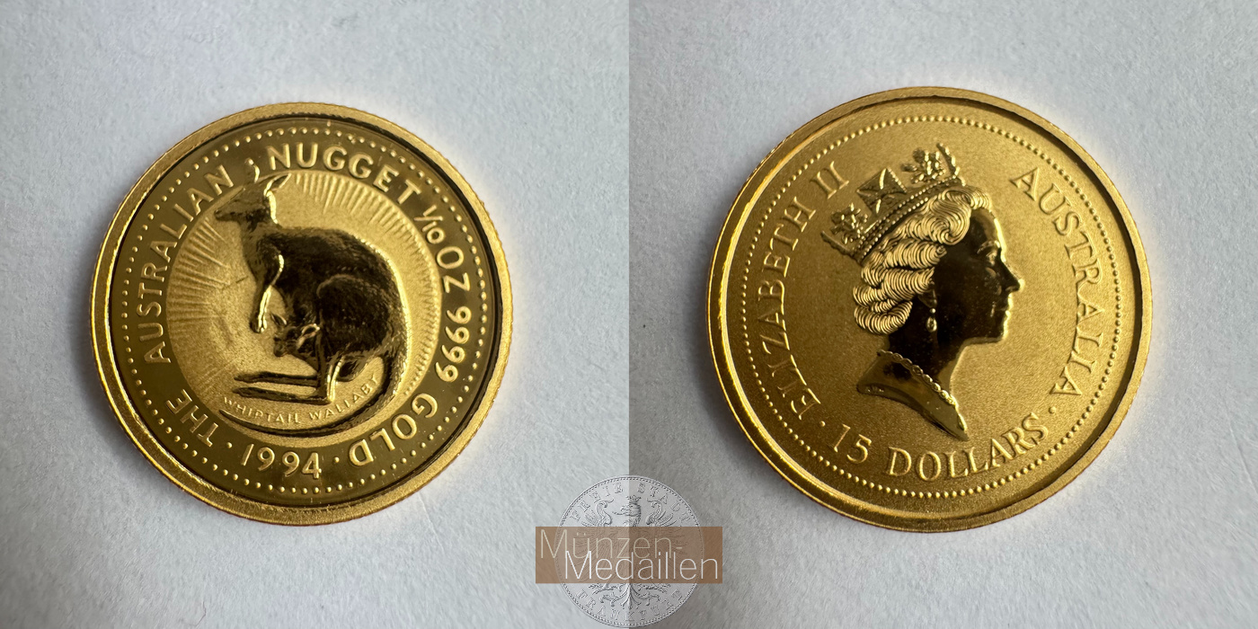  Australien 15 Dollars Whiptail Wallaby 1994 (Australien Nugget) MM-Frankfurt Feingold: 3,11g   