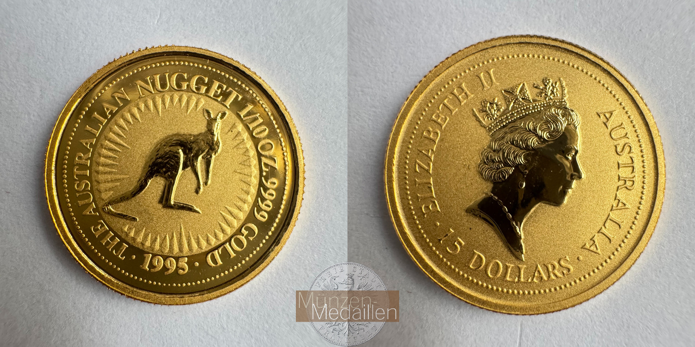  Australien 15 Dollars Australian Kangaroo 1995 (Elizabeth II) MM-Frankfurt Feingold: 3,11g   