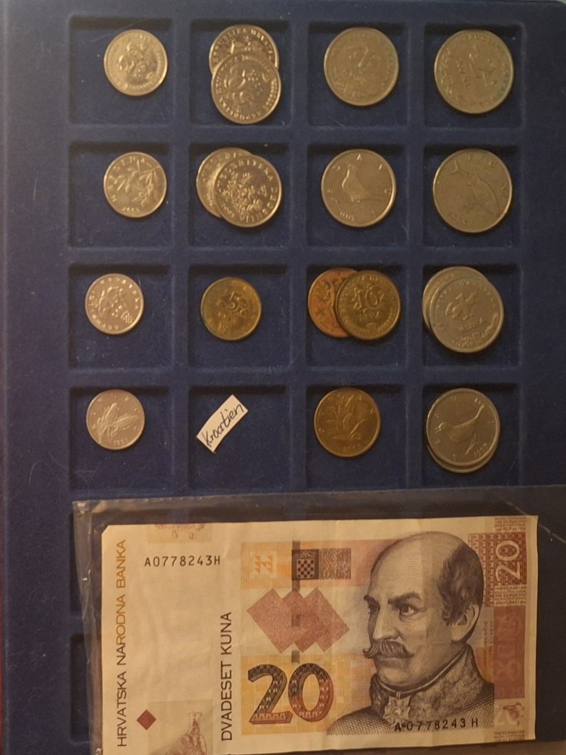  Kroatien,1 Lipa-20Kuna (Banknote 2001) Gesamtgewicht: 83g   