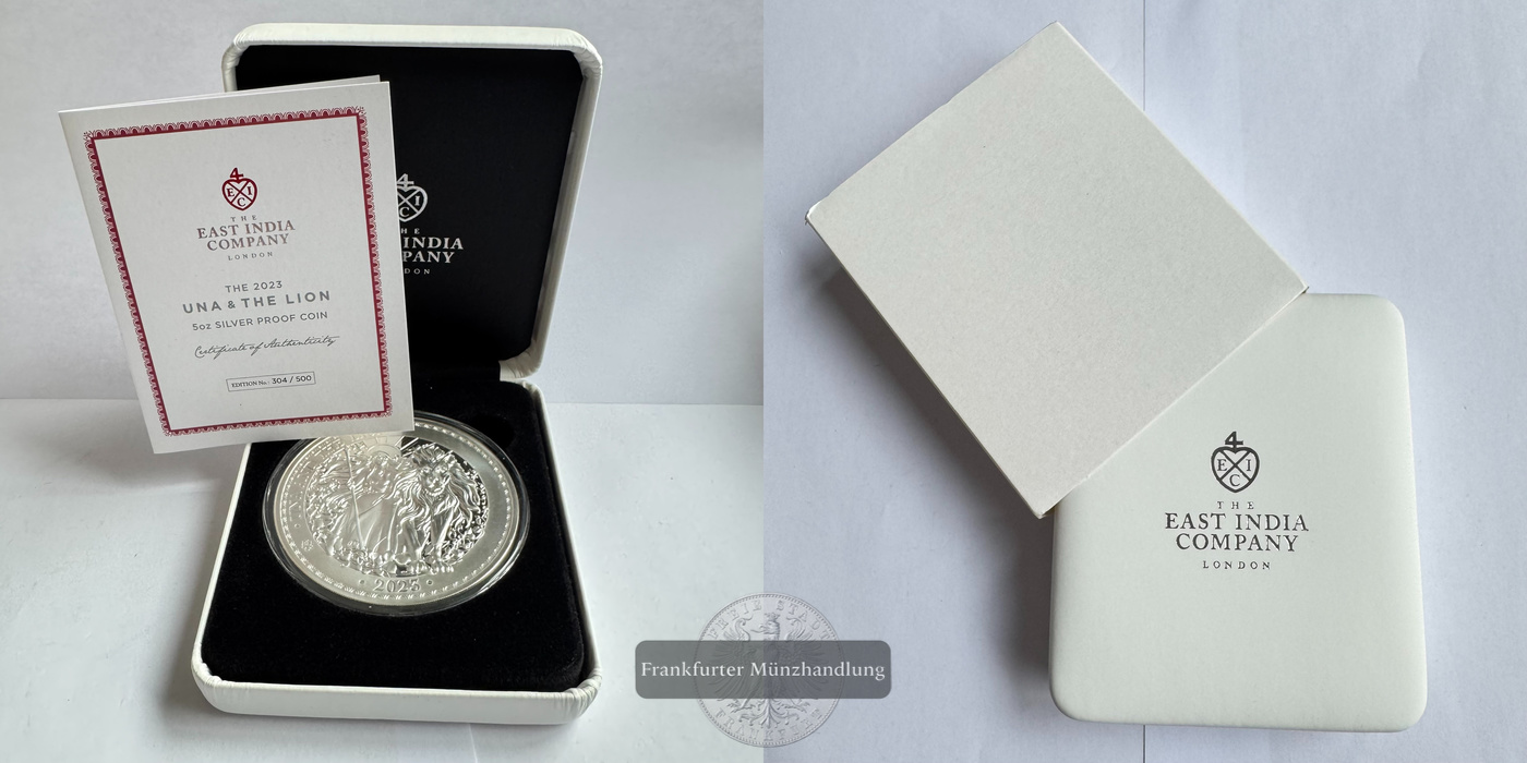 St. Helena 5 Pounds 2023 Una and the Lion FM-Frankfurt Feinsilber: 155,5g   