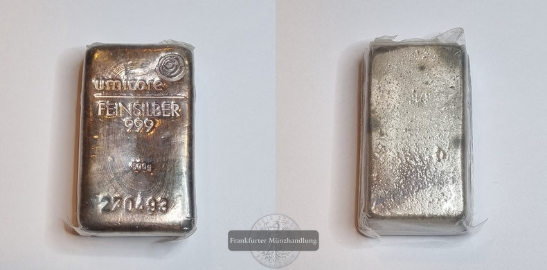  Belgien 500g Silberbarren (Umicore)  FM-Frankfurt  Feingewicht: 500g   