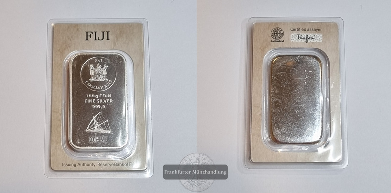  Fiji 2015 1 Dollar Münzbarren 100g  FM-Frankfurt  Feinsilber: 100g   
