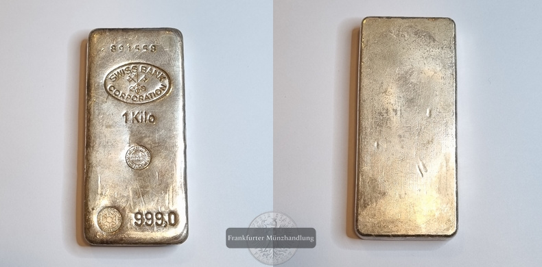  Schweiz Silberbarren 1000g Swiss Bank Corporation FM-Frankfurt  Feingewicht: 999g   