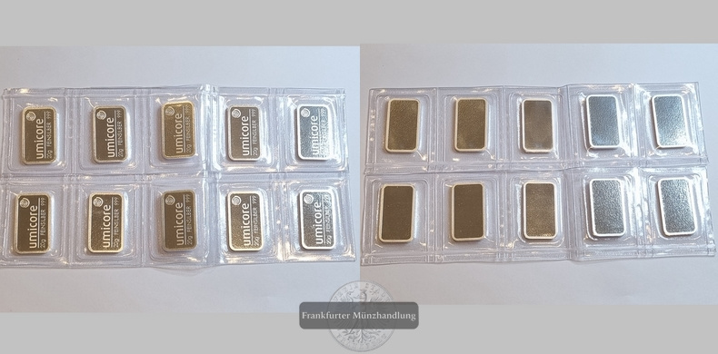  Schweiz Umicore 20g Silberbarren (10 Stück)  FM-Frankfurt Feinsilber: 198g   
