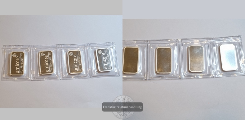  Schweiz Umicore 50g Silberbarren (4 Stück)  FM-Frankfurt Feinsilber: 198g   