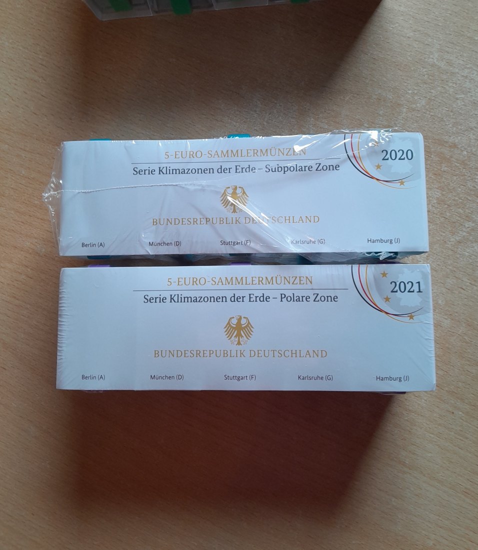  25 x 5 Euro PP Klimazonen der Erde 2017 - 2021 komplett A,D,F,G+J Original verpackt   