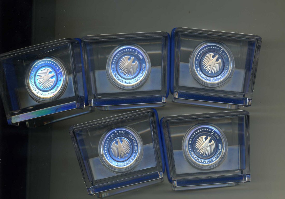  5 x 5 Euro PP 2016 Planet Erde komplett A,D,F,G+J alle in Original Box   