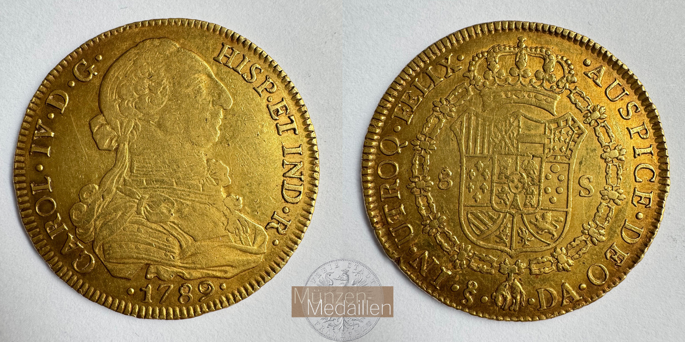 Chile 8 Escudos Charles IV (bust of Charles III) 1789 (1789-91) MM-Frankfurt Feingold: 24,39g   