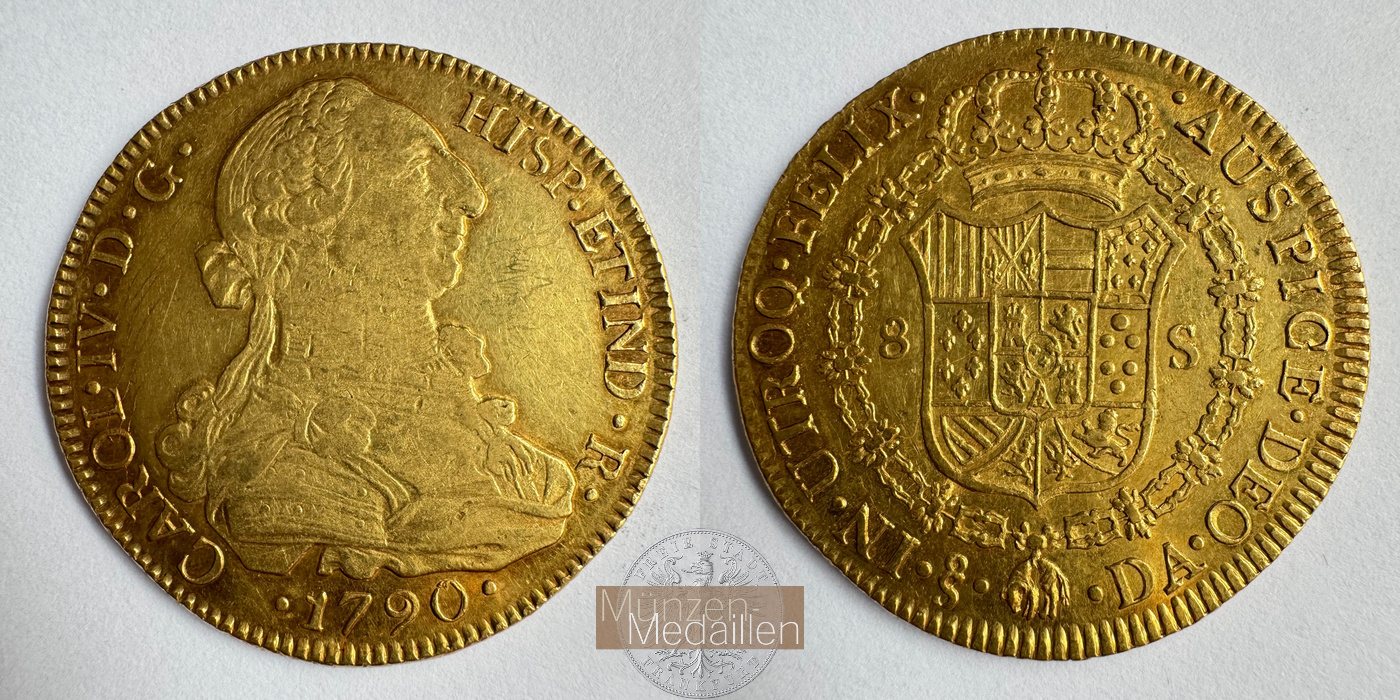  Chile 8 Escudos Charles IV (bust of Charles III) 1790 (1789-91) MM-Frankfurt Feingold: 24,39g   