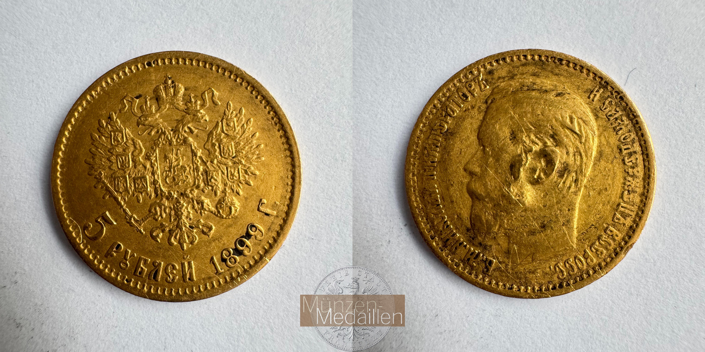  Russisches Kaiserreich 5 Roubles Nicholas II 1899 (1897-1911) MM-Frankfurt Feingold: 3,87g   