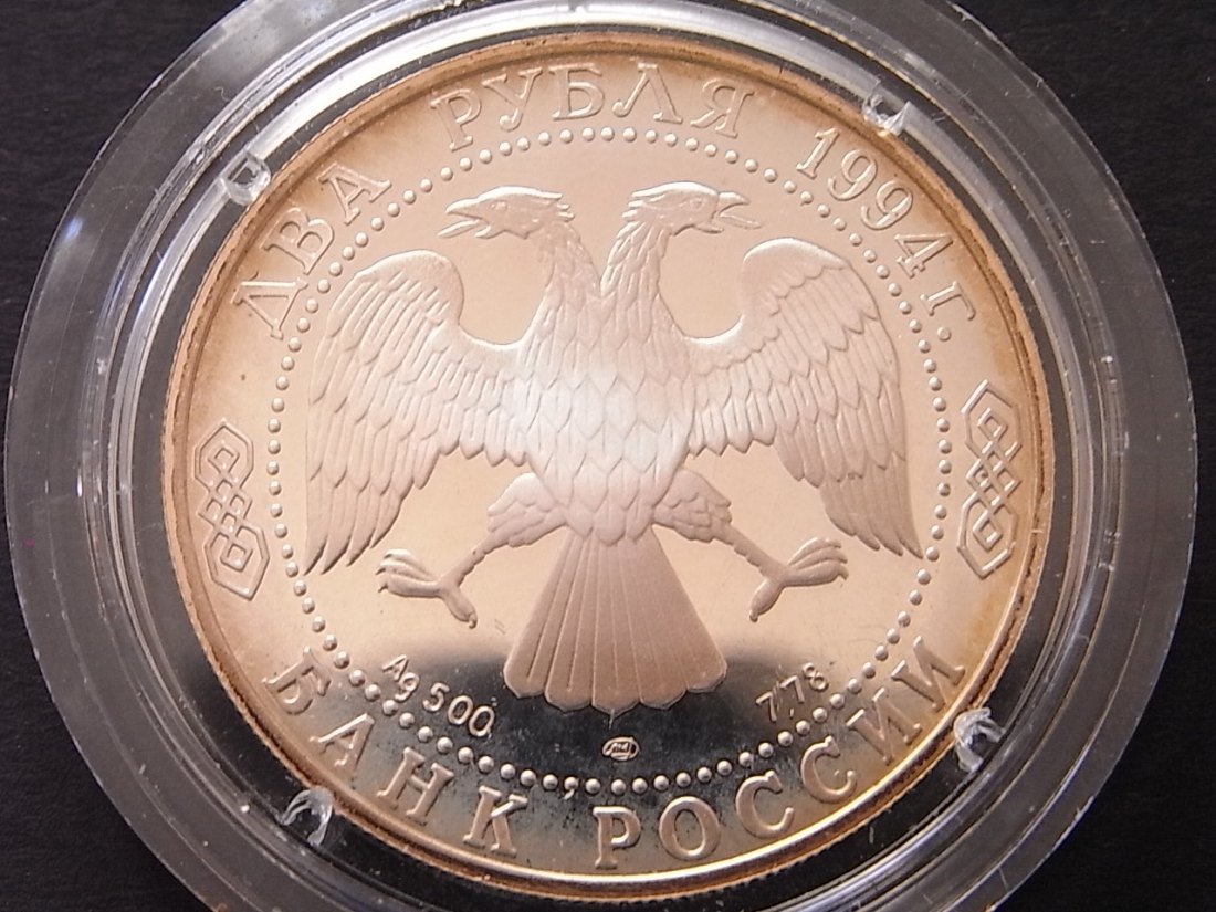  Russland 2 Rubel 1994 Krülow Proof Silber   