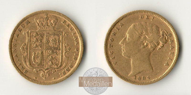 Grossbritannien MM-Frankfurt Feingewicht: 3,66g 1/2 Sovereign 1884 