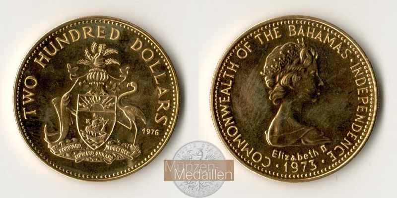  Commonwealth of the Bahamas 200 Dollars 1973 MM-Frankfurt Feingold: 10g   