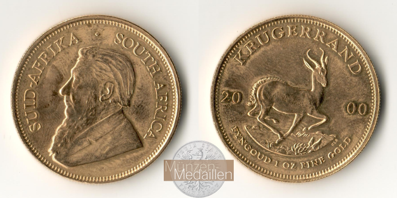 Süd Afrika MM-Frankfurt Feingold: 31,1g 1 Krügerrand 2000 